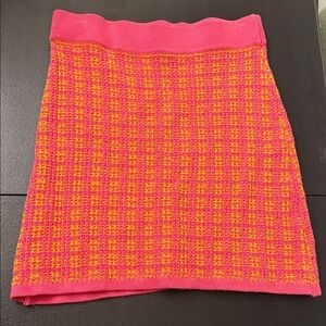 Colorblock Pink & Orange Knit A-Line Mini Skirt
